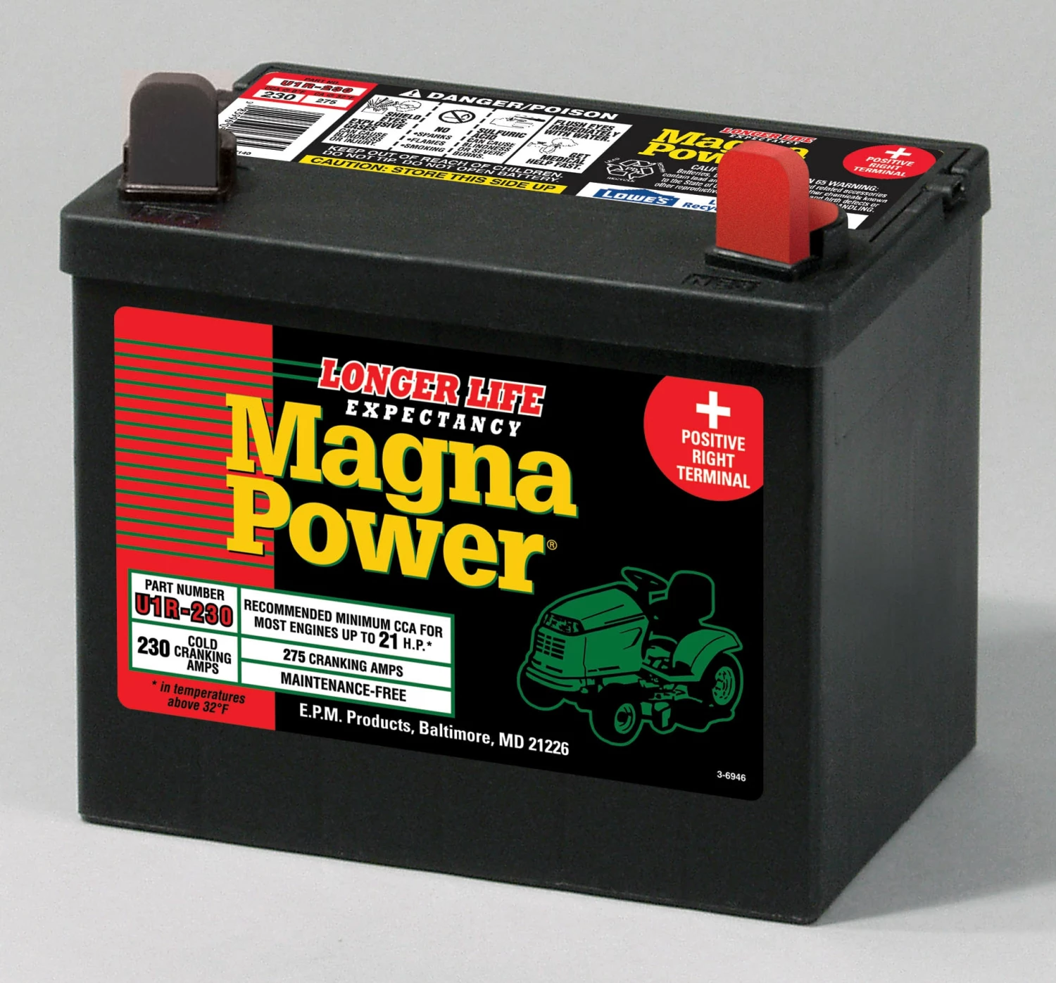 Sure Power Power Equipment Parts 12-Volt 275-Amp Mower Battery 1 Sure Power Power Equipment Parts 12-Volt 275-Amp Mower Battery