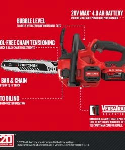 Alternative view of CRAFTSMAN Chainsaws & Pole Saws V20 20-volt Max 12-in Cordless Electric Chainsaw 4 Ah (Battery & Charger Included)