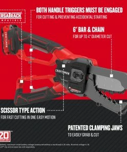 Alternative view of CRAFTSMAN Chainsaws & Pole Saws V20 20-volt Max 6-in Cordless Electric Chainsaw (Battery Not Included)