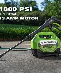 Greenworks Pressure Washers 1800-PSI 1.1-GPM Cold Water Electric Pressure Washer 25 Greenworks Pressure Washers 1800-PSI 1.1-GPM Cold Water Electric Pressure Washer -Lowes Store 16020826