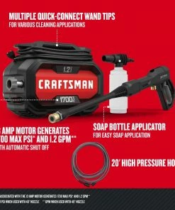 CRAFTSMAN Pressure Washers 1700-PSI 1.2-GPM Cold Water Electric Pressure Washer 24 CRAFTSMAN Pressure Washers 1700-PSI 1.2-GPM Cold Water Electric Pressure Washer -Lowes Store 16728317