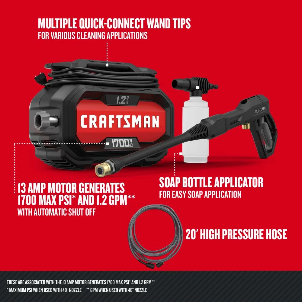 CRAFTSMAN Pressure Washers 1700-PSI 1.2-GPM Cold Water Electric Pressure Washer 4 CRAFTSMAN Pressure Washers 1700-PSI 1.2-GPM Cold Water Electric Pressure Washer - Image 4